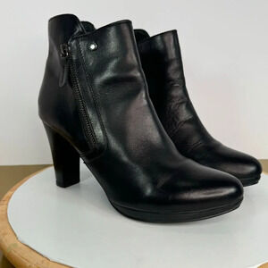 Rizzoli Italian Leather Black Heeled Ankle Boots Sz 9.5 Minimalist Classic Chic